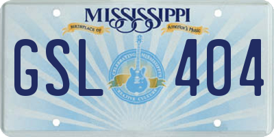 MS license plate GSL404