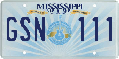 MS license plate GSN111