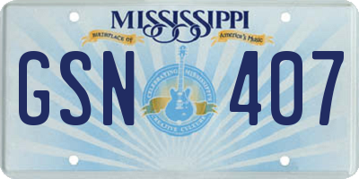 MS license plate GSN407