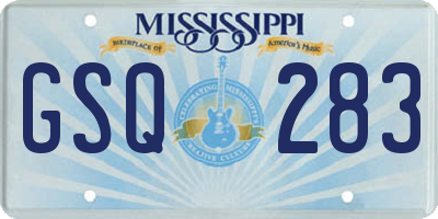 MS license plate GSQ283