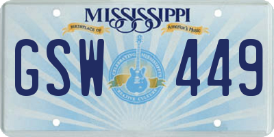MS license plate GSW449