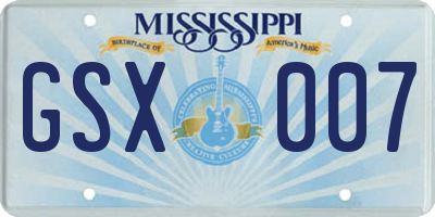 MS license plate GSX007