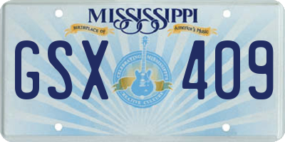 MS license plate GSX409