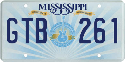 MS license plate GTB261