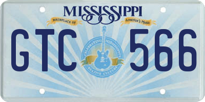 MS license plate GTC566