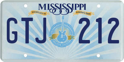 MS license plate GTJ212