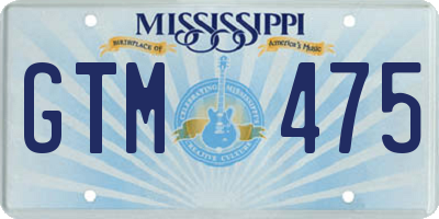 MS license plate GTM475