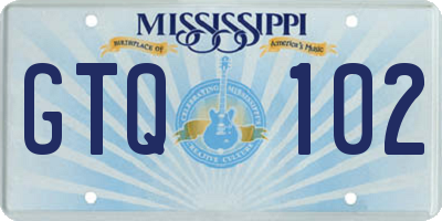 MS license plate GTQ102