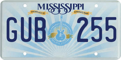 MS license plate GUB255