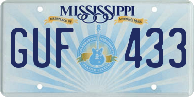 MS license plate GUF433