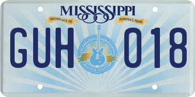 MS license plate GUH018