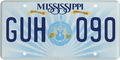 MS license plate GUH090