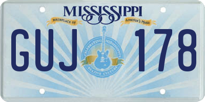 MS license plate GUJ178