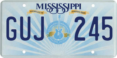 MS license plate GUJ245
