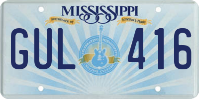 MS license plate GUL416