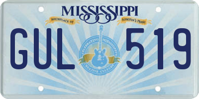 MS license plate GUL519