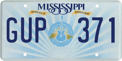 MS license plate GUP371
