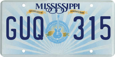 MS license plate GUQ315