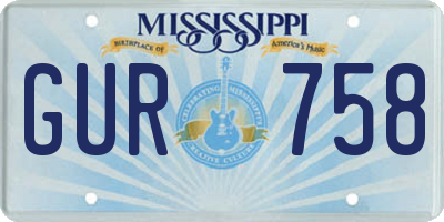 MS license plate GUR758