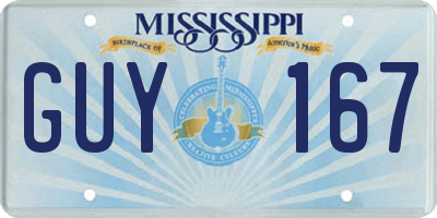 MS license plate GUY167