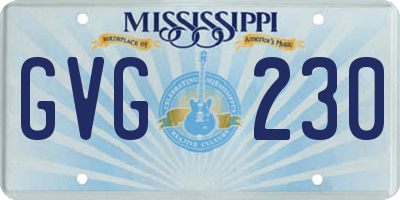 MS license plate GVG230