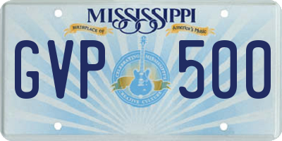 MS license plate GVP500