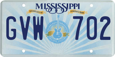 MS license plate GVW702