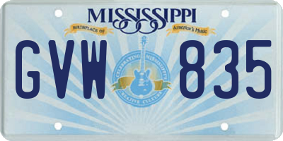 MS license plate GVW835