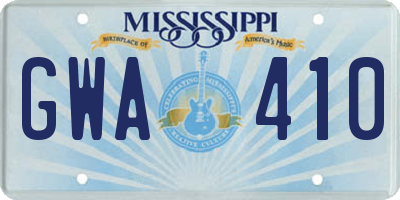 MS license plate GWA410