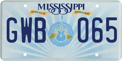 MS license plate GWB065