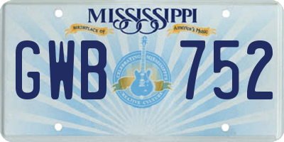 MS license plate GWB752