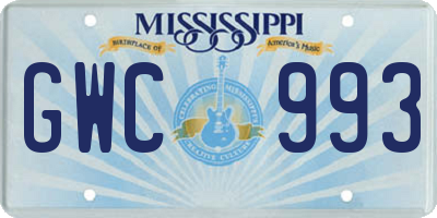 MS license plate GWC993