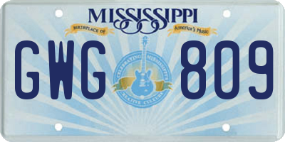 MS license plate GWG809