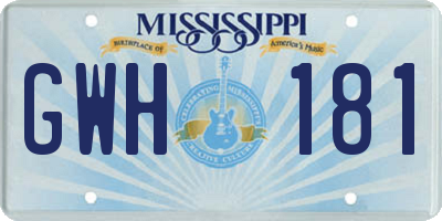 MS license plate GWH181