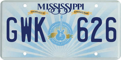MS license plate GWK626