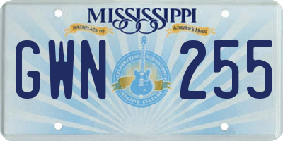 MS license plate GWN255