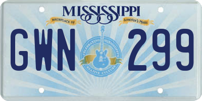 MS license plate GWN299