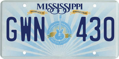MS license plate GWN430