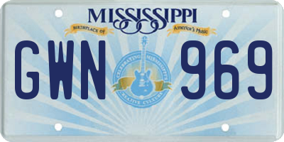 MS license plate GWN969