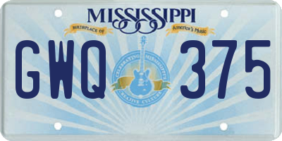 MS license plate GWQ375