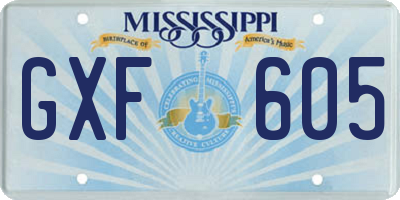 MS license plate GXF605