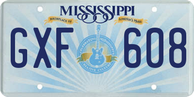 MS license plate GXF608
