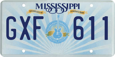 MS license plate GXF611