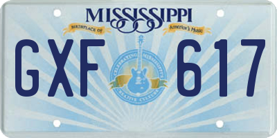 MS license plate GXF617