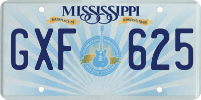 MS license plate GXF625
