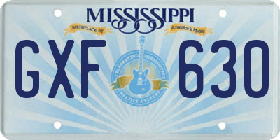 MS license plate GXF630