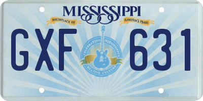 MS license plate GXF631