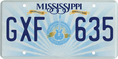 MS license plate GXF635