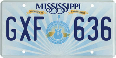 MS license plate GXF636