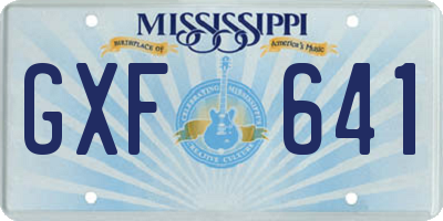 MS license plate GXF641